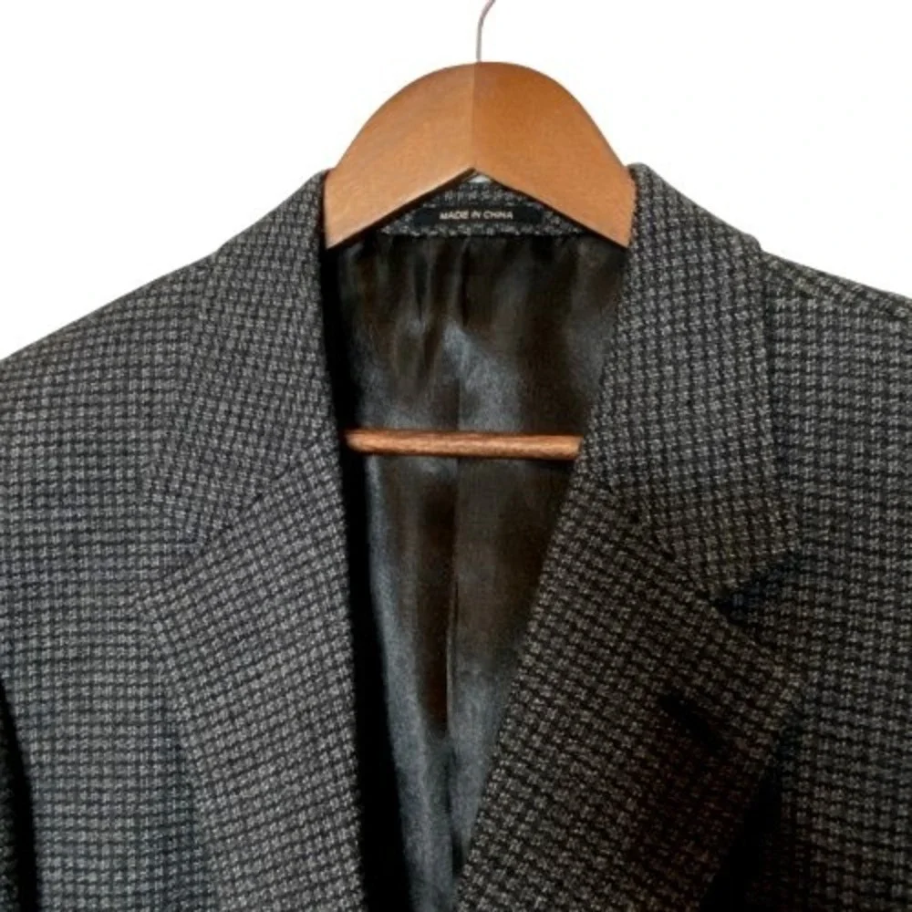 Vintage Woolrich Mens Wool Sport Coat Blazer 42R Gray Black Timeless Classic